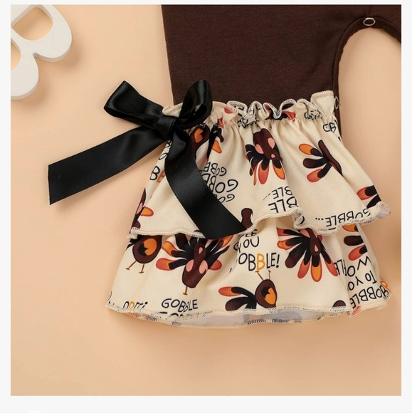 My First Thanksgiving Hooded Romper Jumpsuit Bodysuit - Picture 3 of 4